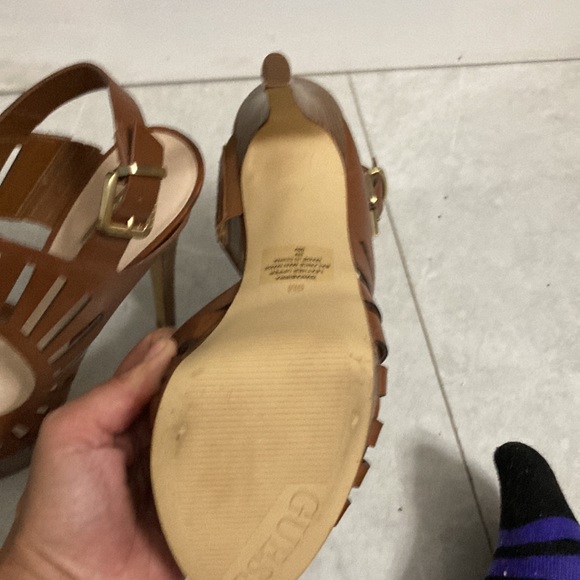 Guess Kabirra platform leather stiletto brown and gold heal new condition size 9 - Picture 5 of 5